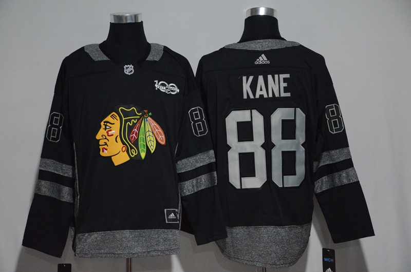 NHL Chicago Blackhawks #88 Kane Black 1917-2017 100th Anniversary Stitched Jersey->detroit red wings->NHL Jersey